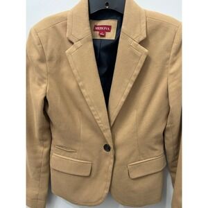 Merona Women's Tan Blazer Size 2 One Button Career Business Office